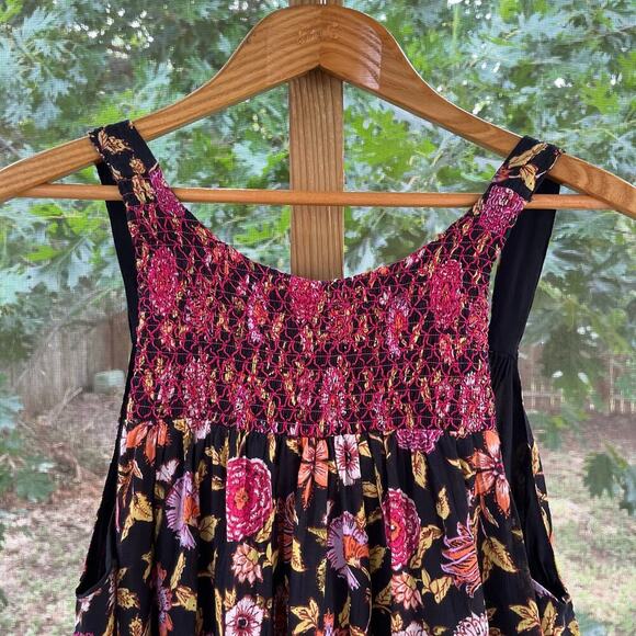 Free People Oh Baby Black And Pink Floral Mini Dress Size XS - Picture 6 of 9